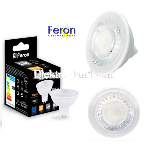 Светодиодная лампа feron LB-194 mr-16 6w 480lm 2700k 